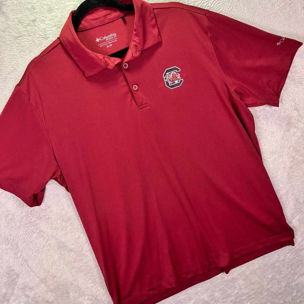 Columbia Mens Polo Sz XL Garnet South Carolina Gamecocks Omni-Wick Drive Polo